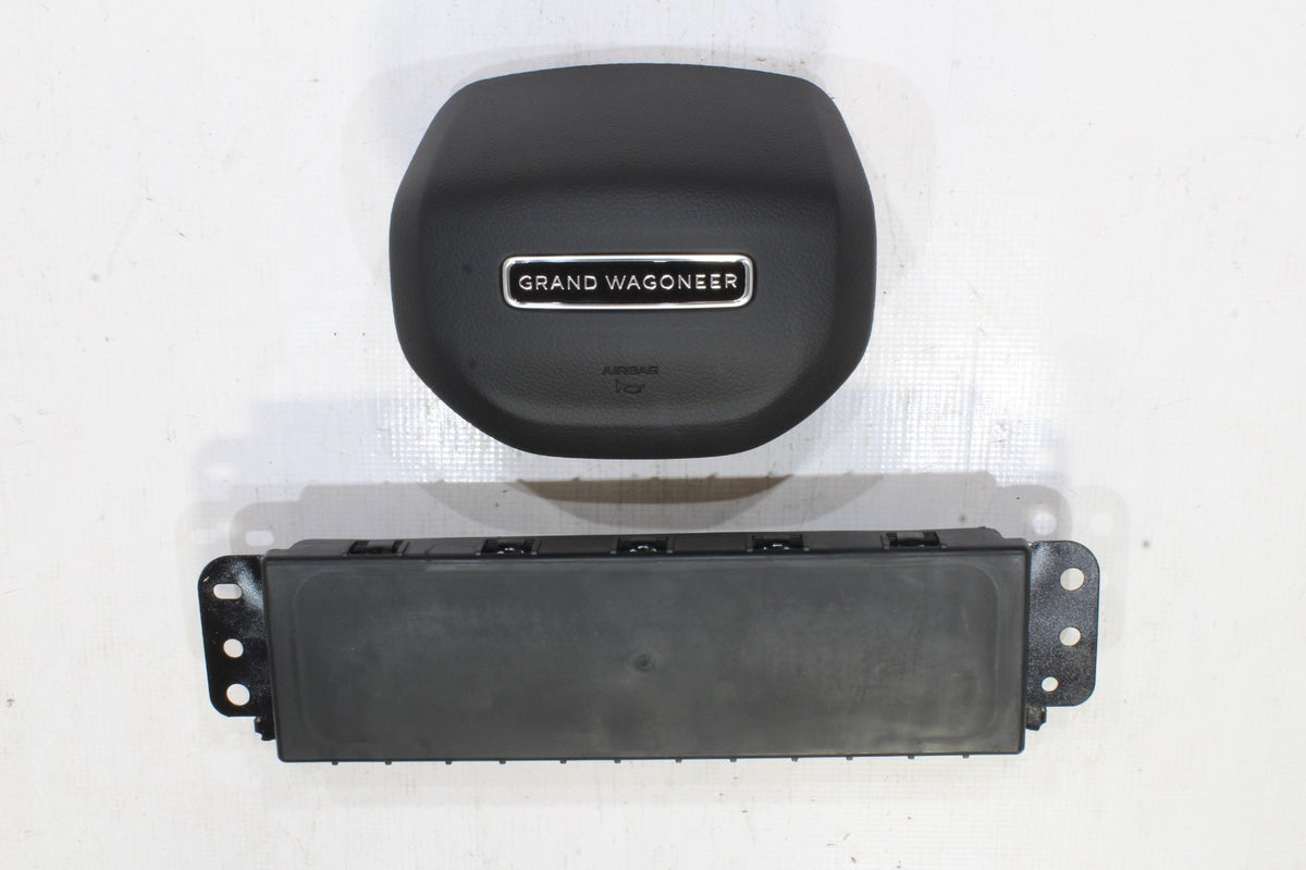 22 23 24 25 JEEP GRAND WAGONEER LEFT WHEEL & LEFT KNEE AIRBAG BLACK AIR BAG SET0