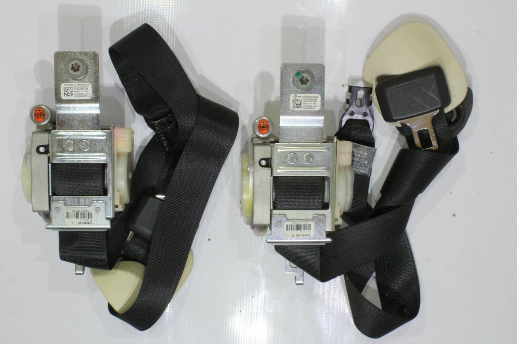 2014 2015 2016 TESLA MODEL S DRIVER AND PASSENGER SEAT BELT SET BLACK/TAN OEM1